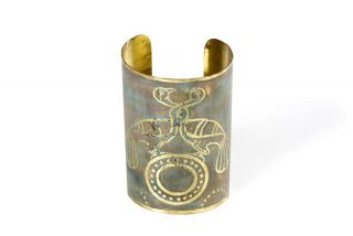Brass bracelet miniature peacocks