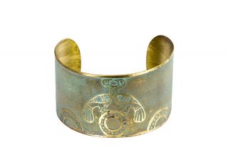 Brass bracelet miniature peacocks