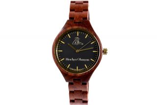 Women's wooden wrist watch-red