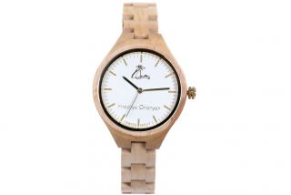 Women's wooden wrist watch-white