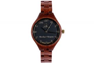 Women's wooden wrist watch-red