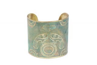 Brass bracelet miniature peacocks