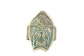 Brass ring miniature peacocks