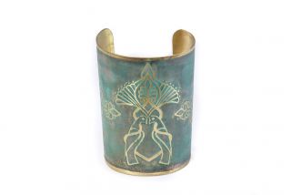 Brass bracelet miniature peacocks