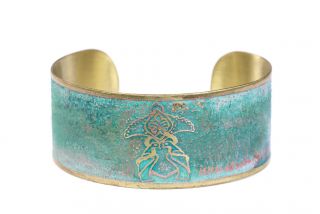 Brass bracelet miniature peacocks