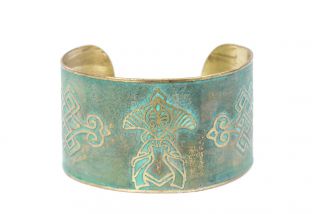 Brass bracelet miniature peacocks