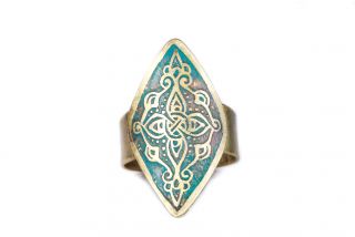 Brass ring miniature cross