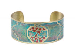 Brass bracelet miniature pomegranate