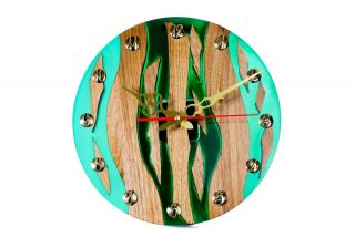 Clock with wood and epoxy resin