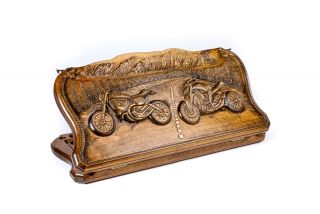 A City and A Motorcycle Backgammon two-sided with contour of mountains