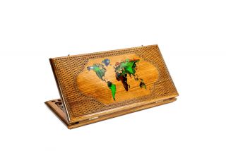 World map - epoxy backgammon classic