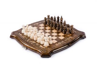 Chess-backgammon Moscow with copyrighted contour outline