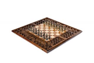 Ornamental bas-relief chess classic